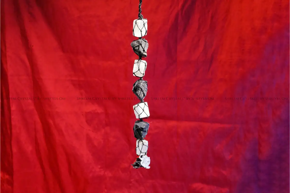 Selenite + Black Tourmaline Chips Hanger – Shreem Crystals